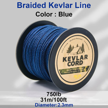 150lb-1500lb Blue Braided Kevlar Line