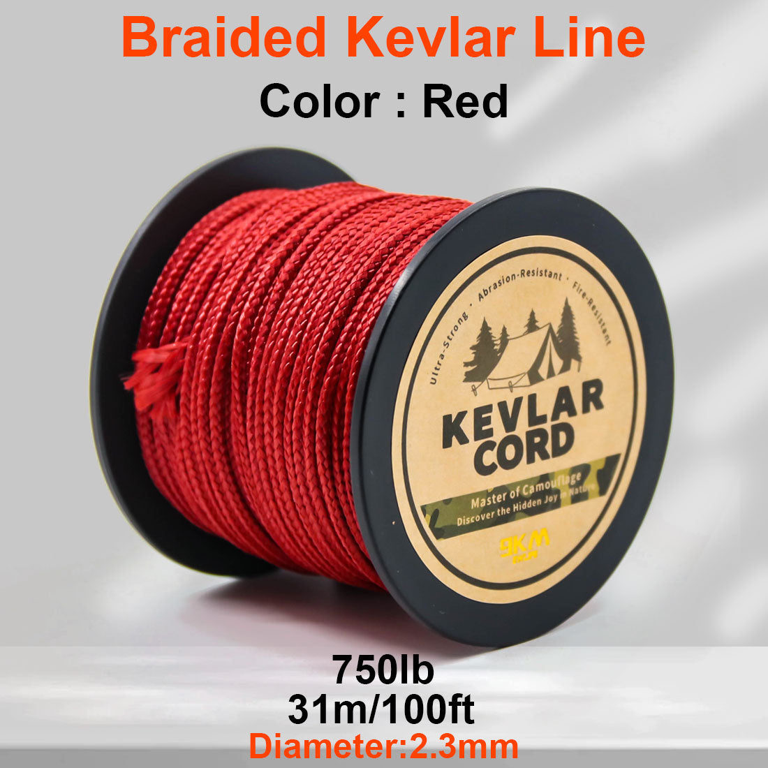 150lb-1500lb Red Braided Kevlar Line