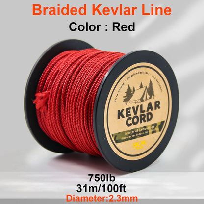 150lb-1500lb Red Braided Kevlar Line