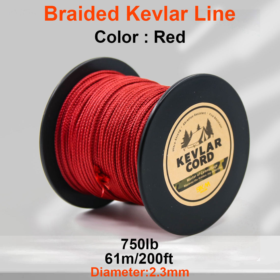 150lb-1500lb Red Braided Kevlar Line