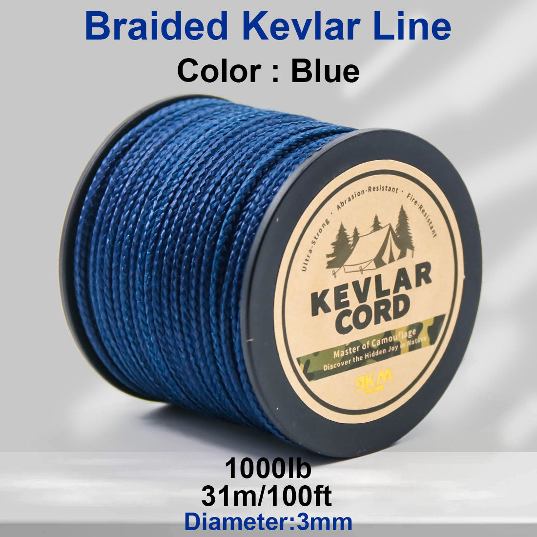 150lb-1500lb Blue Braided Kevlar Line