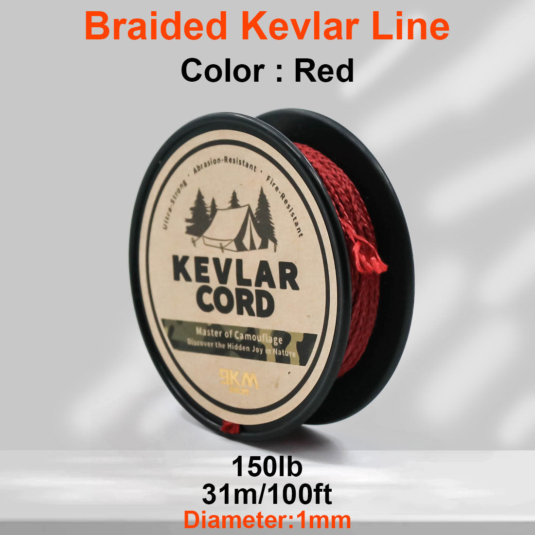 150lb-1500lb Red Braided Kevlar Line