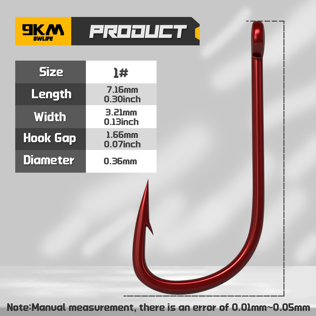 9KM Red Fine Wire Bait Hook 50-100pcs Match Fishing Hook for Crucian Carp Ultralight Bait Hook