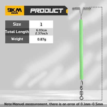 9KM Fishing Lure Line Wire Leader 10pcs Fishing Rigs with Luminous Tube Swivels