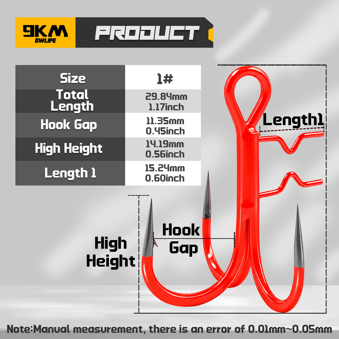 9KM UV Orange Fishing Treble Hook with Baitholder Spikes for Swimbait 5pcs Sting Rig Replacement Hook