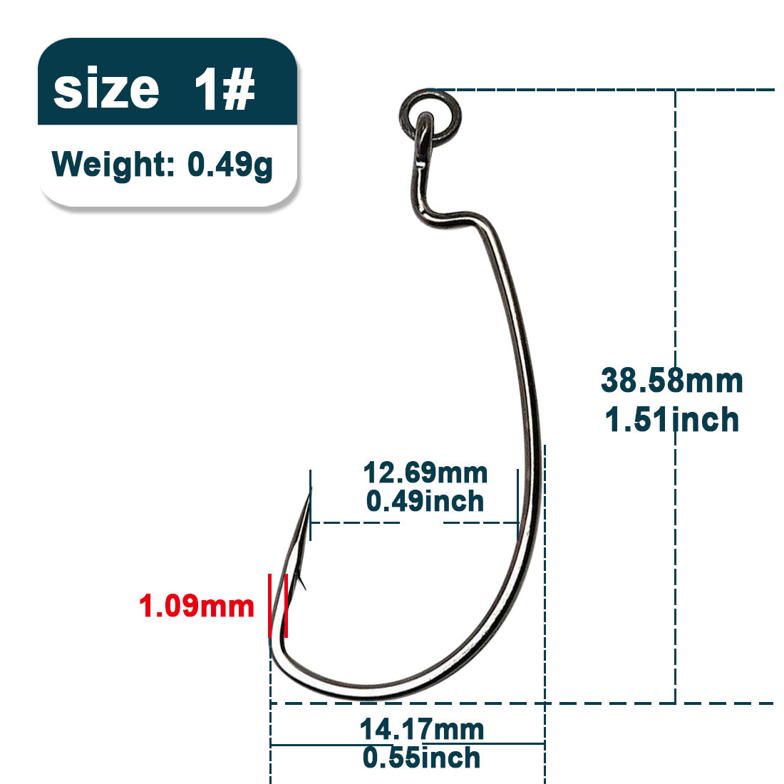 9KM Ringed EWG Worm Hook 25pcs Soft Worm Hook for Zander Bass Fishing Soft Plastic Lure Hook for Texas Rig Free Rig