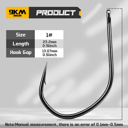9KM Weedless Drop Shot Hooks 50-200pcs V-Bend Wide Gap Wacky Worm Rig Hooks Bass