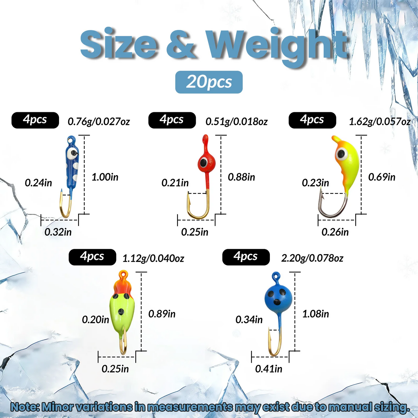 Ice Fishing Jig Set 20-28pcs Ice Fishing Lures