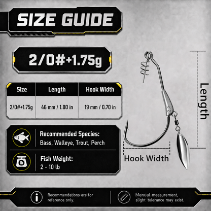 9KM Weighted Swimbait Hook with Underspin 12pcs Heavy Duty Weedless Worm Hook with Twist Lock Bass Fishing Hook