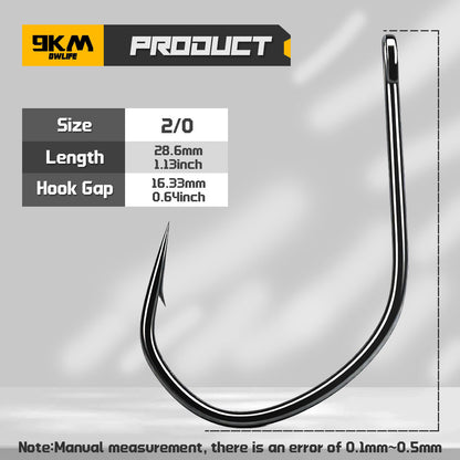 9KM Weedless Drop Shot Hooks 50-200pcs V-Bend Wide Gap Wacky Worm Rig Hooks Bass