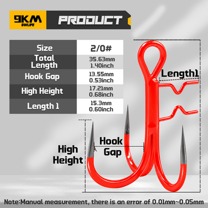 9KM UV Orange Fishing Treble Hook with Baitholder Spikes for Swimbait 5pcs Sting Rig Replacement Hook