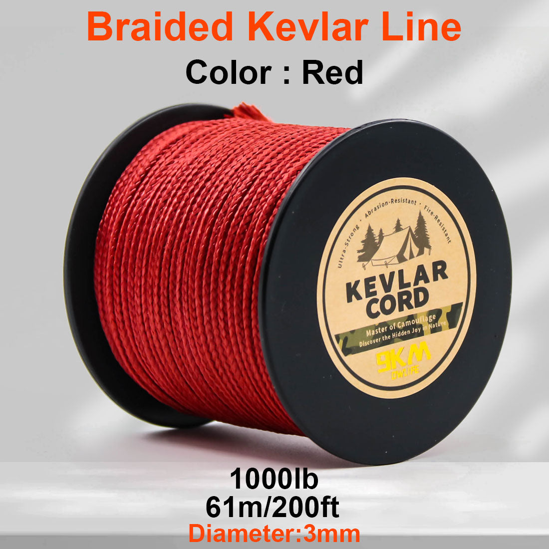 150lb-1500lb Red Braided Kevlar Line