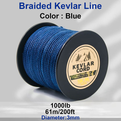 150lb-1500lb Blue Braided Kevlar Line