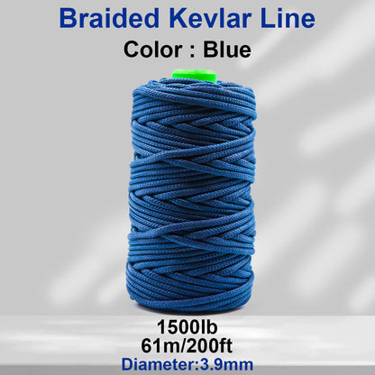 150lb-1500lb Blue Braided Kevlar Line
