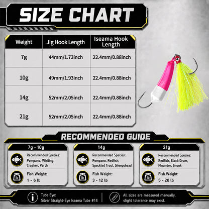 Pompano Jig with Teaser Hooks 5pcs Surf Fishing Jig Heads Saltwater Stand-Up Banana Shape Swimbait Jigs