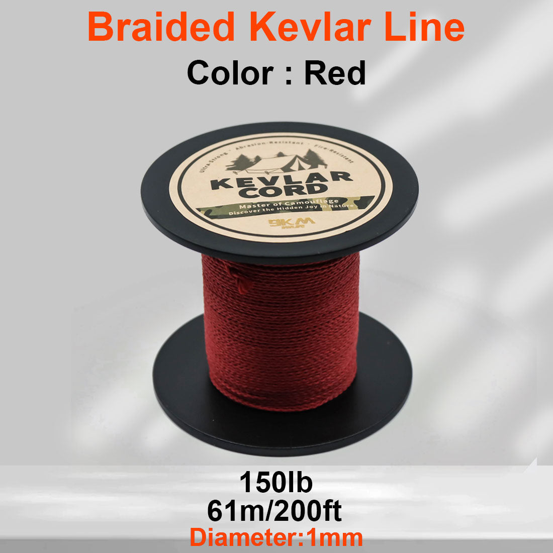 150lb-1500lb Red Braided Kevlar Line