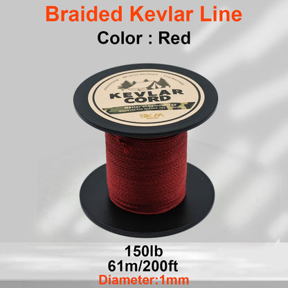 150lb-1500lb Red Braided Kevlar Line