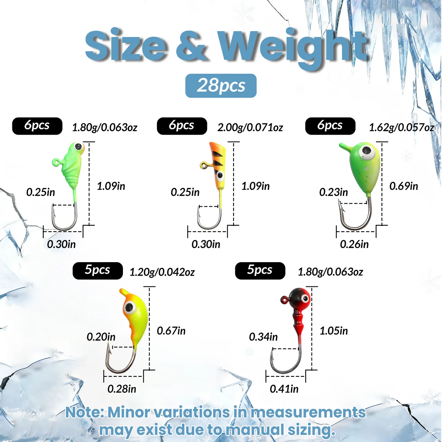 Ice Fishing Jig Set 20-28pcs Ice Fishing Lures