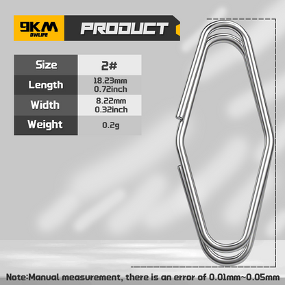 9KM Fishing Snap 50pcs Fishing Power Speed Clip Stainless Steel Snap for Fishing Lure Quick Change Clip