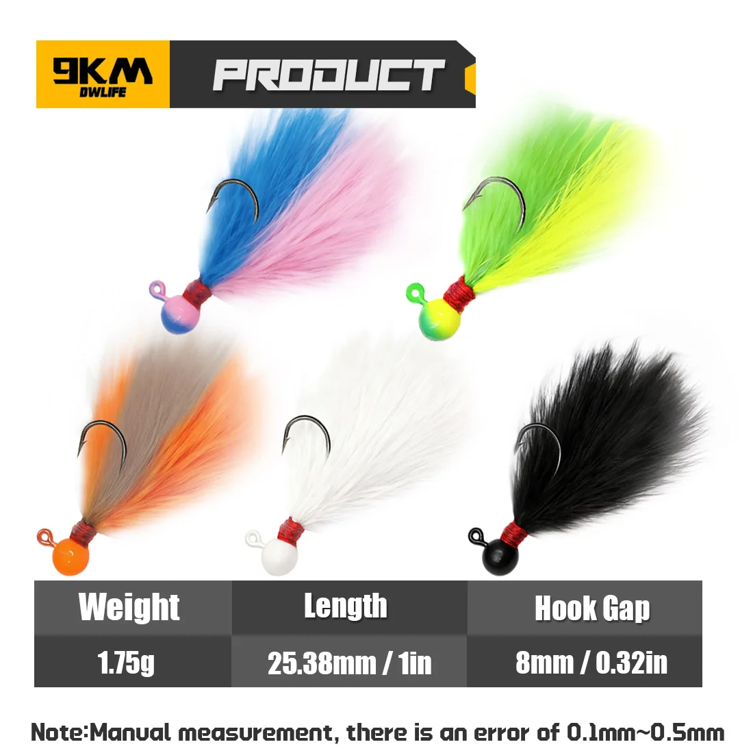 Crappie Fishing Jigs Hook Kit 5pcs Hand-Tied Marabou Jig for Trout Magne