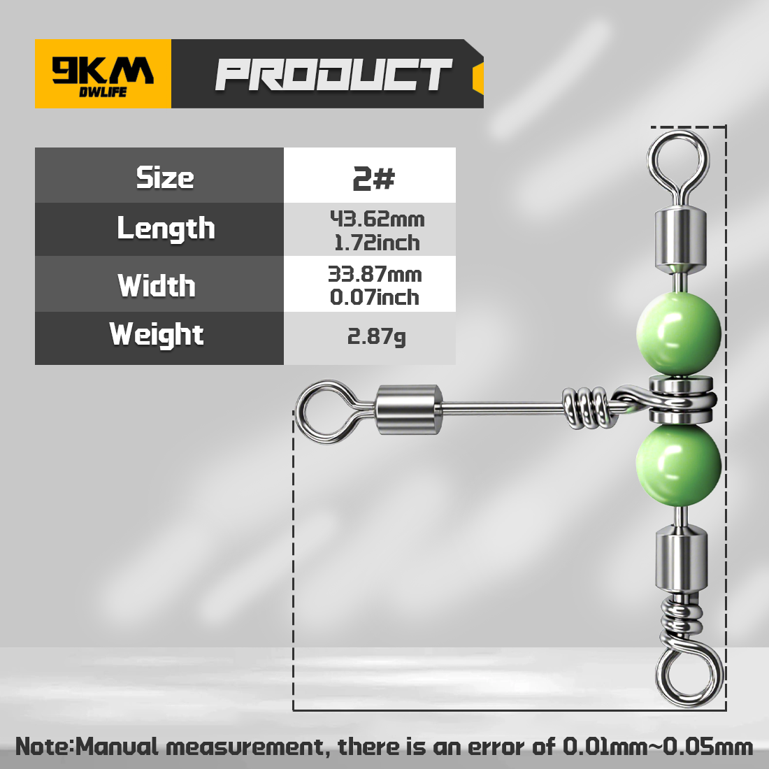 3 Way Swivel with Luminous Beads T-Shape Swivel Stainless Steel Heavy Duty Swivel