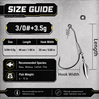 9KM Weighted Swimbait Hook with Underspin 12pcs Heavy Duty Weedless Worm Hook with Twist Lock Bass Fishing Hook