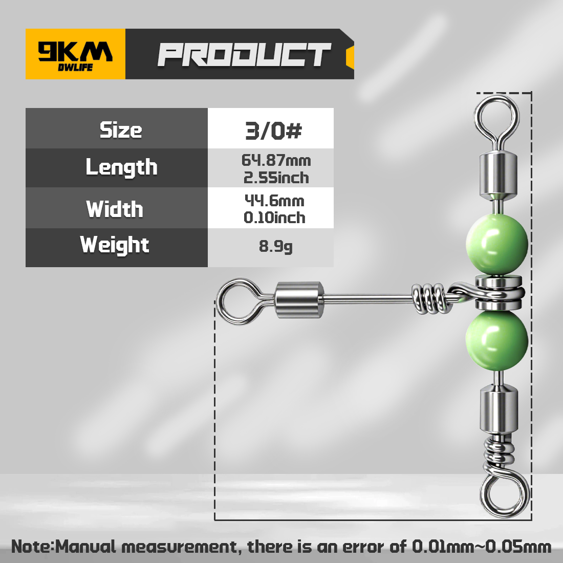 3 Way Swivel with Luminous Beads T-Shape Swivel Stainless Steel Heavy Duty Swivel