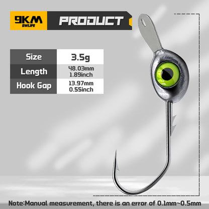 10pcs Shaky Head Jigs Hook with Front Tongue Plate 3.5-10g