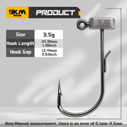 9KM Ned Rig Jig Head Hook 10-20pcs Mushroom Jig Hooks with Welded Wire Bait Keeper