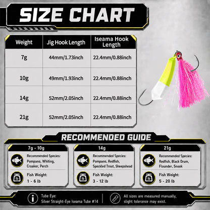 Pompano Jig with Teaser Hooks 5pcs Surf Fishing Jig Heads Saltwater Stand-Up Banana Shape Swimbait Jigs