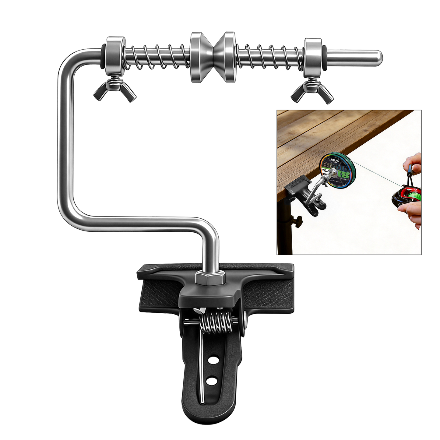 9KM Fishing Line Spooler Portable Fishing Line Winder Machine with Adjustable Tension Control No Line Twist Spooling Station