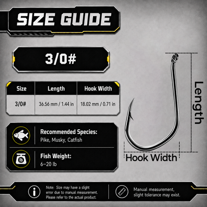 9KM Big Game Fishing Hook 20pcs Heavy Duty V-Bend Hook Strong Large Hook Saltwater Fishing