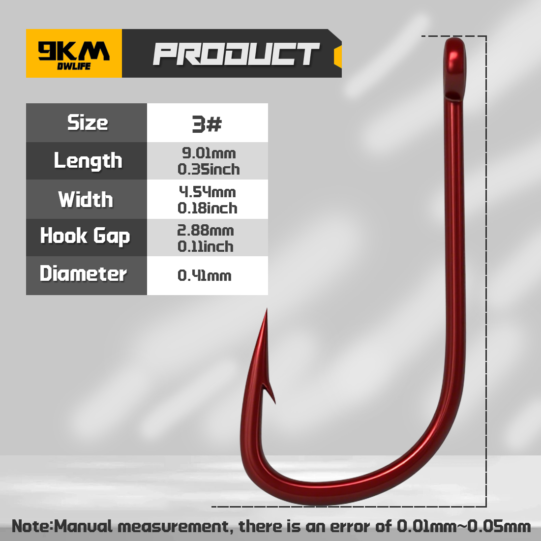 9KM Red Fine Wire Bait Hook 50-100pcs Match Fishing Hook for Crucian Carp Ultralight Bait Hook