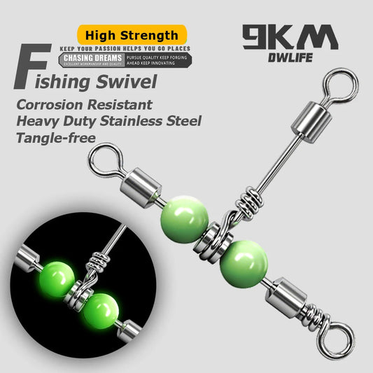 3 Way Swivel with Luminous Beads T-Shape Swivel Stainless Steel Heavy Duty Swivel