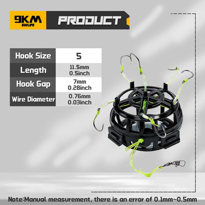 9KM Reverse Bottom Bait Cage with Fishing Hook 1pcs