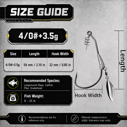 9KM Weighted Swimbait Hook with Underspin 12pcs Heavy Duty Weedless Worm Hook with Twist Lock Bass Fishing Hook