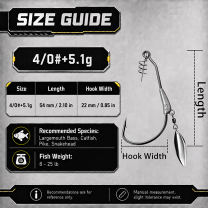 9KM Weighted Swimbait Hook with Underspin 12pcs Heavy Duty Weedless Worm Hook with Twist Lock Bass Fishing Hook