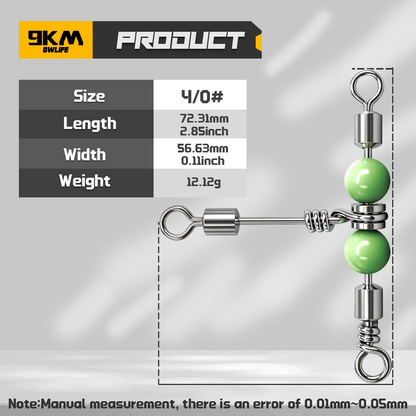 3 Way Swivel with Luminous Beads T-Shape Swivel Stainless Steel Heavy Duty Swivel