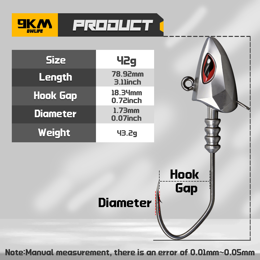 9KM Swimbati Jig Head Hook 5pcs Inshore Offshore Saltwater Jig Heads for Fishing with 3D Red Eyes Hooks