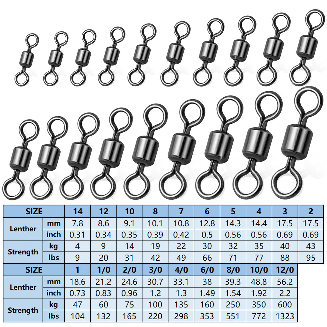 Fishing Rolling Barrel Swivel Tackle 100Pcs Ball Bearing  Gunsmoke Nickel