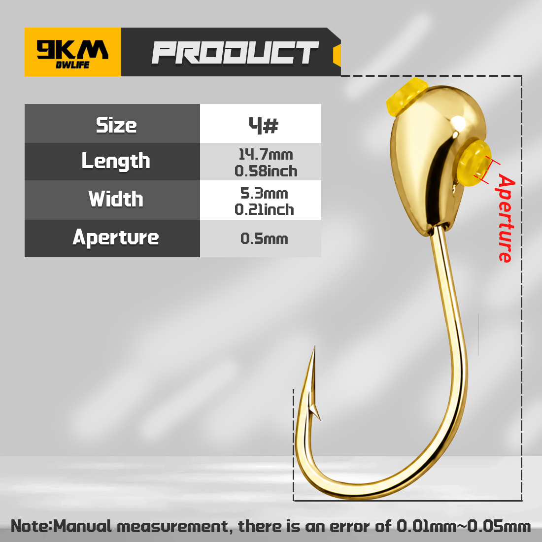 9KM Gold Overturned Hooks 10pcs Jig Lead Head Fishing Hooks Carp Fishing Hook