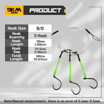 Deep Drop Snapper Rig Pre-Rigged Rigs Snapper Bottom Rig with Glow Tubes Circle Hook