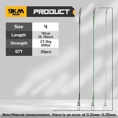 Fishing Wire Leader 30-50PCS Stainless Steel Wire Leaders