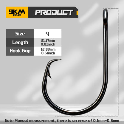Inline Circle Hook 25-100pcs 3X Strong Sharp Barbed Fishing Hook