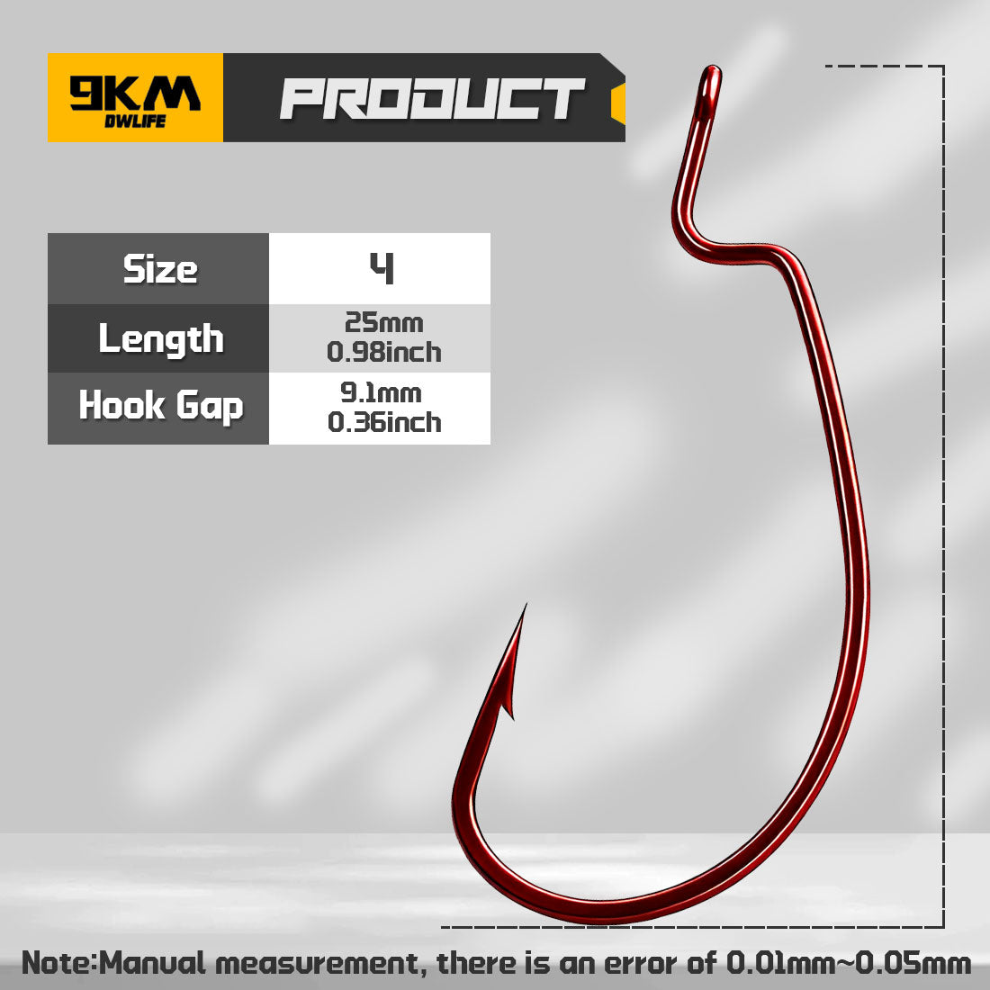 Red EWG Worm Hook 25-100pcs Offset Fishing Hook