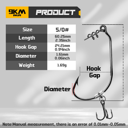Swimbait Hooks with Stinger Treble Hook 10Pcs Weedless Twist Lock & Bait Stopper Worm Hooks