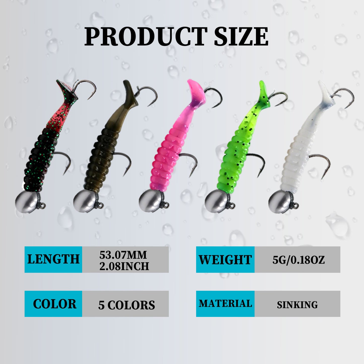 Soft Fishing Lure 5pcs/Set 2.5g 3.5g 5g Fishing Paddle Tail Swim Baits Double Hooks Catfish Bait T-Tail Lures