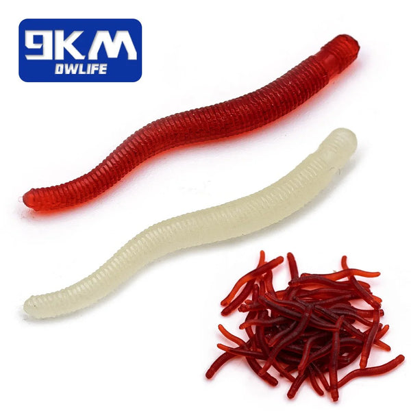 50Pcs Soft Plastic Worms Lure 3.5cm Silicone Swimbait Shad Grub Worm Bait  Lifelike Fake Earthworm Bloodworm Artificial Bait Bass