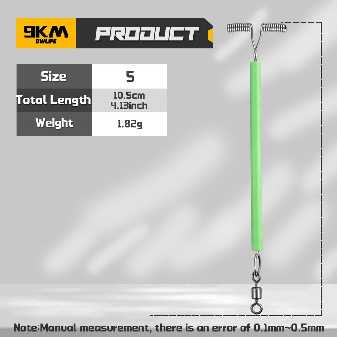 9KM Fishing Lure Line Wire Leader 10pcs Fishing Rigs with Luminous Tube Swivels