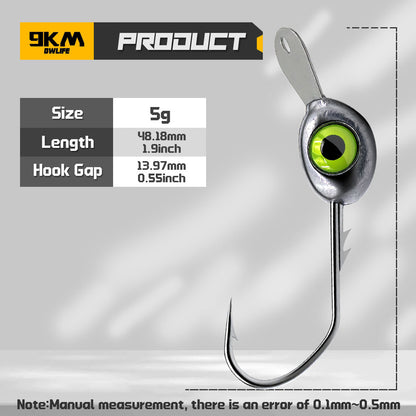 10pcs Shaky Head Jigs Hook with Front Tongue Plate 3.5-10g